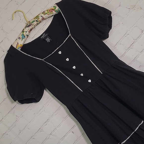Thorn & Fable Black Goth Style Heart Button Babydoll Dress Womens Size Small - Picture 5 of 13
